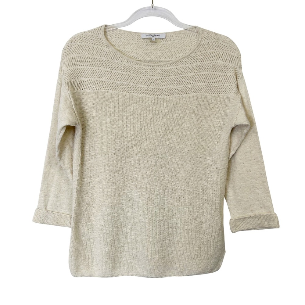 Gerard Darel Sweater Women's Size‎ 1 US XS Beige 3/4 Sleeves Neutral Minimalist